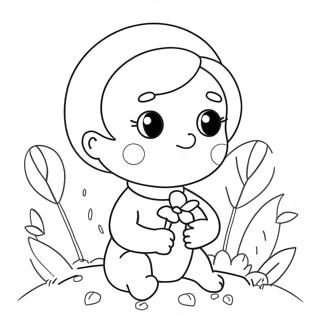 Cute Penelope With Flowers Coloring Page 65441-54074