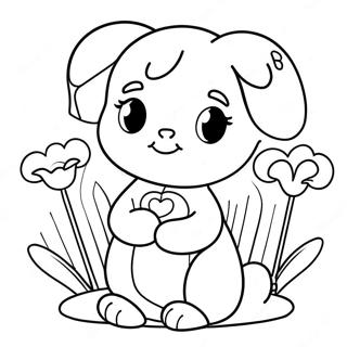 Cute Penelope With Flowers Coloring Page 65441-54076