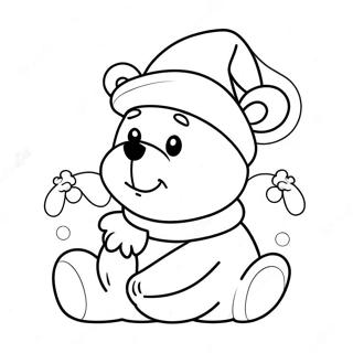 Cute Christmas Bear With Santa Hat Coloring Page 65521-54153