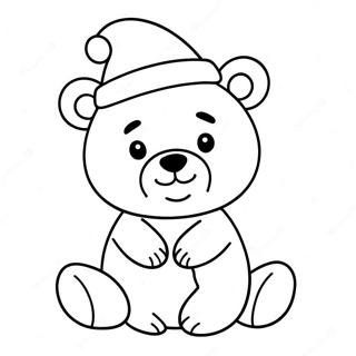 Cute Christmas Bear With Santa Hat Coloring Page 65521-54154