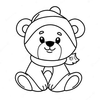 Cute Christmas Bear With Santa Hat Coloring Page 65521-54155