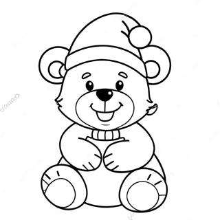 Cute Christmas Bear With Santa Hat Coloring Page 65521-54156