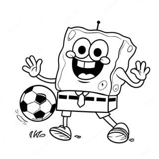 Spongebob Playing Soccer Coloring Pages