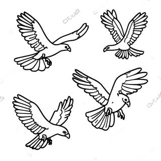 Colorful Raptors In Flight Coloring Page 65551-54175