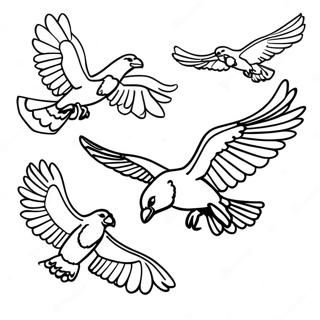 Colorful Raptors In Flight Coloring Page 65551-54176