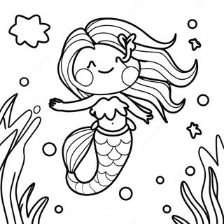 Sparkling Rainbow Mermaid Underwater Coloring Page 65671-54254