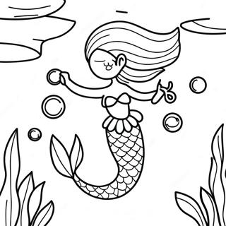 Sparkling Rainbow Mermaid Underwater Coloring Page 65671-54255