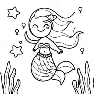 Sparkling Rainbow Mermaid Underwater Coloring Page 65671-54256