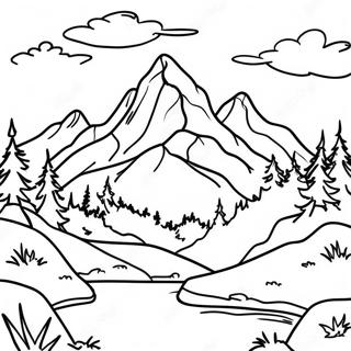 Mountain Landscape Coloring Page 65680-54259