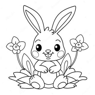 Cute Playboy Bunny With Flowers Coloring Page 65711-54291