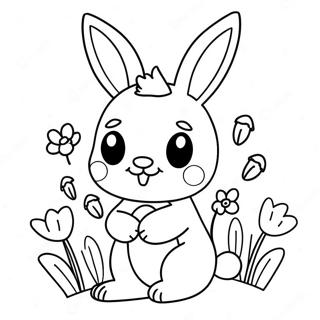 Cute Playboy Bunny With Flowers Coloring Page 65711-54292