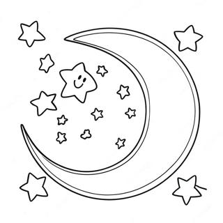 Shining Stars And Crescent Moon Coloring Page 65731-54307