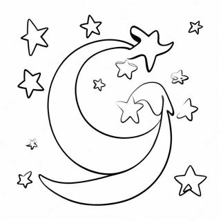 Shining Stars And Crescent Moon Coloring Page 65731-54308