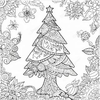 Intricate Christmas Tree Zentangle Coloring Page 65741-54302