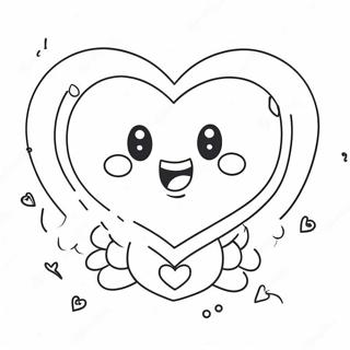 Kawaii Valentines Heart Coloring Page 65750-54342