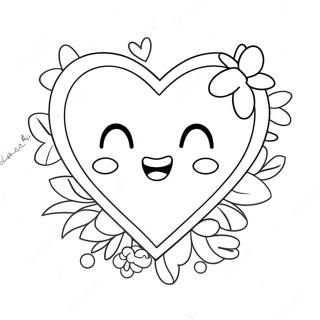 Kawaii Valentines Heart Coloring Page 65750-54344