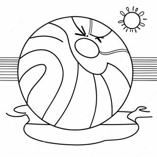 Colorful Beach Ball In Sand Coloring Page 6575-5350