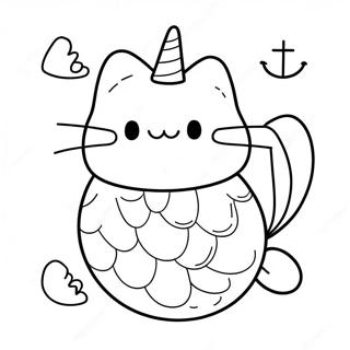 Mermaid Pusheen Coloring Page 65760-54315