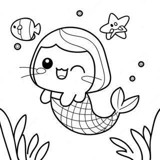 Cute Mermaid Pusheen Underwater Coloring Page 65761-54317