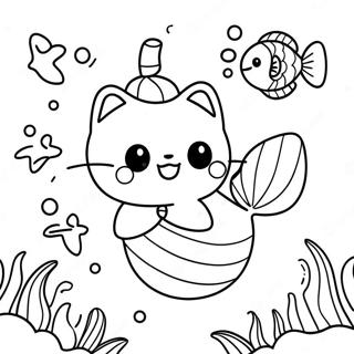 Cute Mermaid Pusheen Underwater Coloring Page 65761-54319