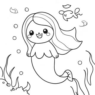 Cute Mermaid Pusheen Underwater Coloring Page 65761-54320