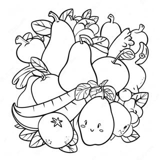 Colorful Vegan Fruits And Vegetables Coloring Page 65781-54334