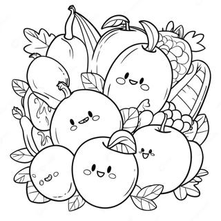 Colorful Vegan Fruits And Vegetables Coloring Page 65781-54335