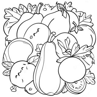 Colorful Vegan Fruits And Vegetables Coloring Page 65781-54336