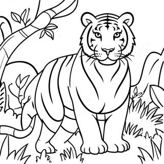 Majestic Bengal Tiger In Jungle Coloring Page 65791-54350