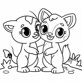 Cute Lps Pets Playing Together Coloring Page 6585-5358