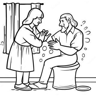 Fun Foot Washing Scene Coloring Page 65861-54405