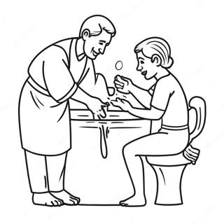 Fun Foot Washing Scene Coloring Page 65861-54408