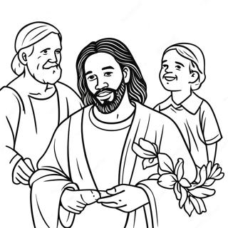 Black Jesus With Children Coloring Page 65871-54414