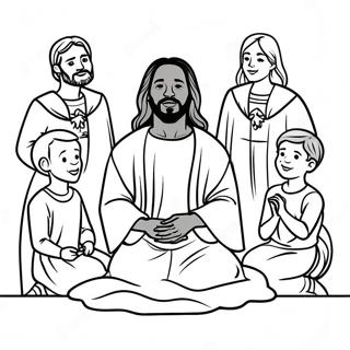 Black Jesus With Children Coloring Page 65871-54415