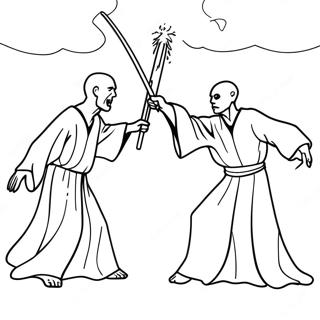 Harry Potter Vs Voldemort Epic Duel Coloring Page 65890-54425