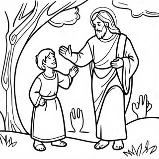 Zacchaeus Meeting Jesus Coloring Page 65901-54454