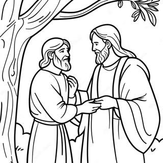 Zacchaeus Meeting Jesus Coloring Page 65901-54456