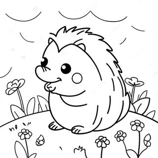 Cute Hedgehog In A Flower Garden Coloring Page 65911-54472