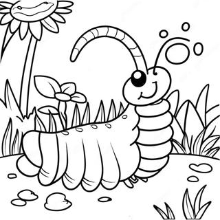 Happy Centipede In A Garden Coloring Page 65951-54465