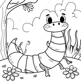 Happy Centipede In A Garden Coloring Page 65951-54466