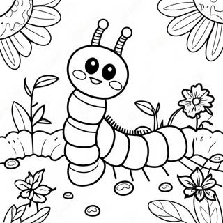 Happy Centipede In A Garden Coloring Page 65951-54467