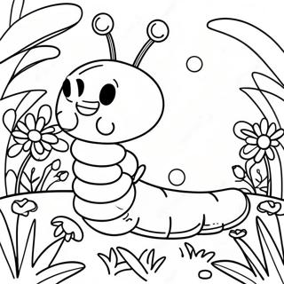 Happy Centipede In A Garden Coloring Page 65951-54468