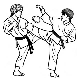 Dynamic Taekwondo Kicking Action Coloring Page 65981-54497