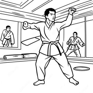 Dynamic Taekwondo Kicking Action Coloring Page 65981-54498