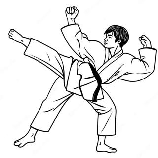 Dynamic Taekwondo Kicking Action Coloring Page 65981-54499