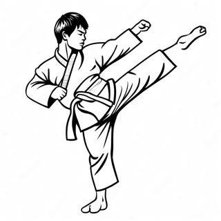 Dynamic Taekwondo Kicking Action Coloring Page 65981-54500