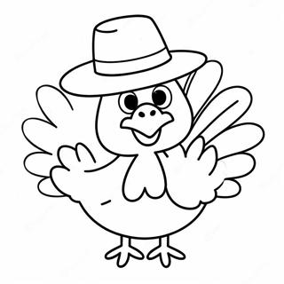 Funny Turkey With A Hat Coloring Page 66041-54549