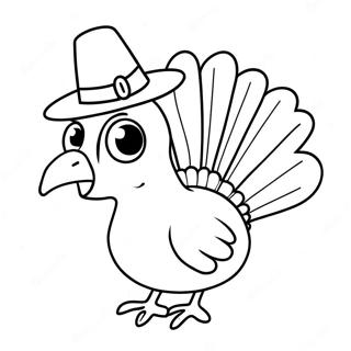 Funny Turkey With A Hat Coloring Page 66041-54550