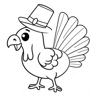 Funny Turkey With A Hat Coloring Page 66041-54551