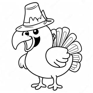 Funny Turkey With A Hat Coloring Page 66041-54552